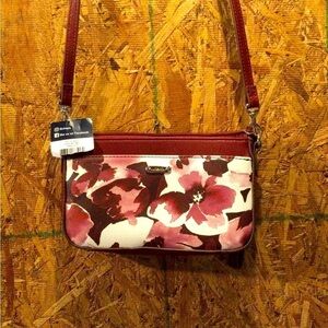 New Chaps Brand Pink Shades Floral Crossbody Purse